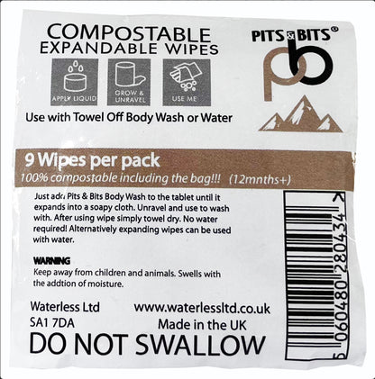 Pits & Bits - Expanding wipes 9pk